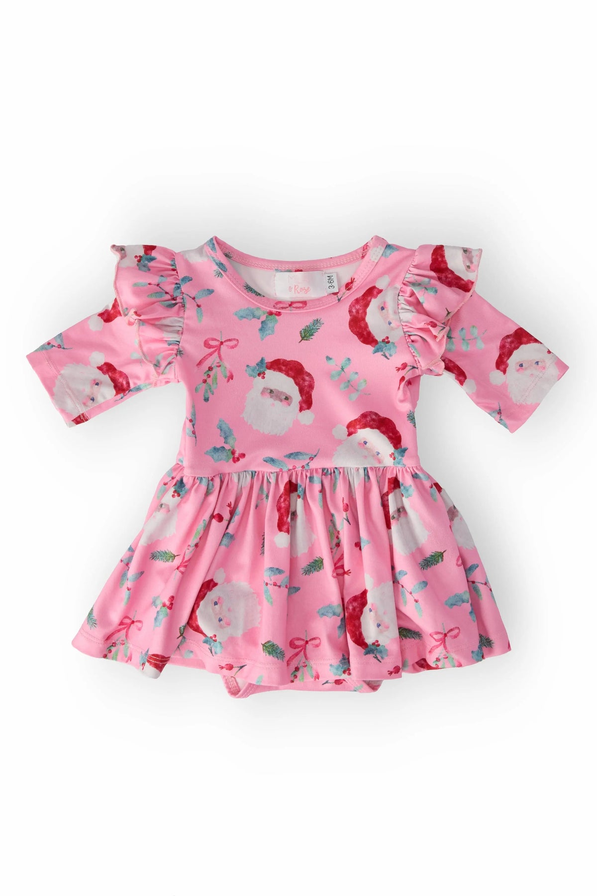 Mila & Rose ® Jolly Old Saint Nick Twirl Flutter Bodysuit - 