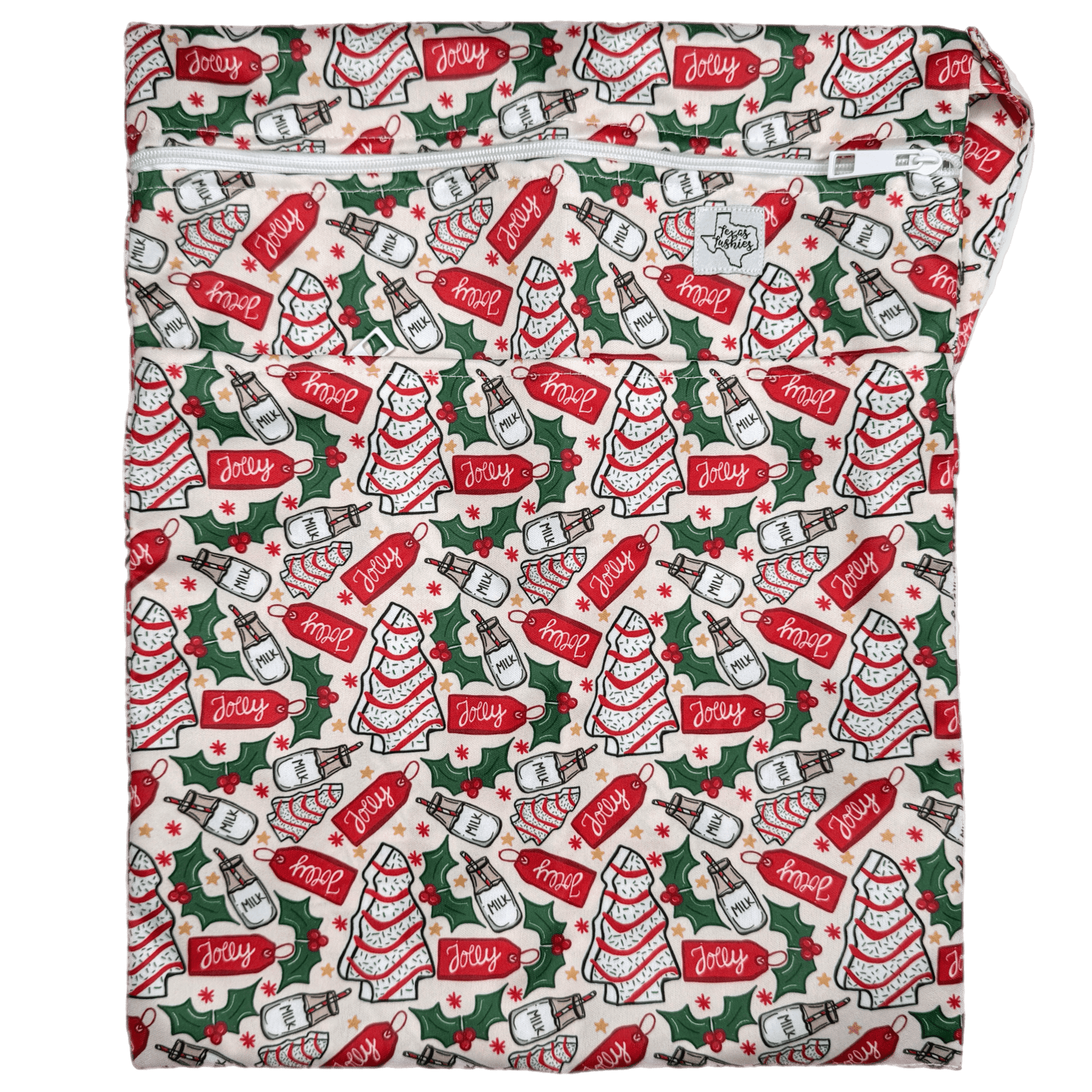Jolly Wet Bag Double Zipper Water Resistant Cloth Diaper Storage 12 Inch by 16 Inch with Strap and Durable KAM Snaps Texas Tushies