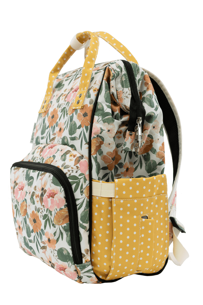 Texas Tushies Josie Floral Diaper Bag Backpack with Stylish Design for Busy Parents - 