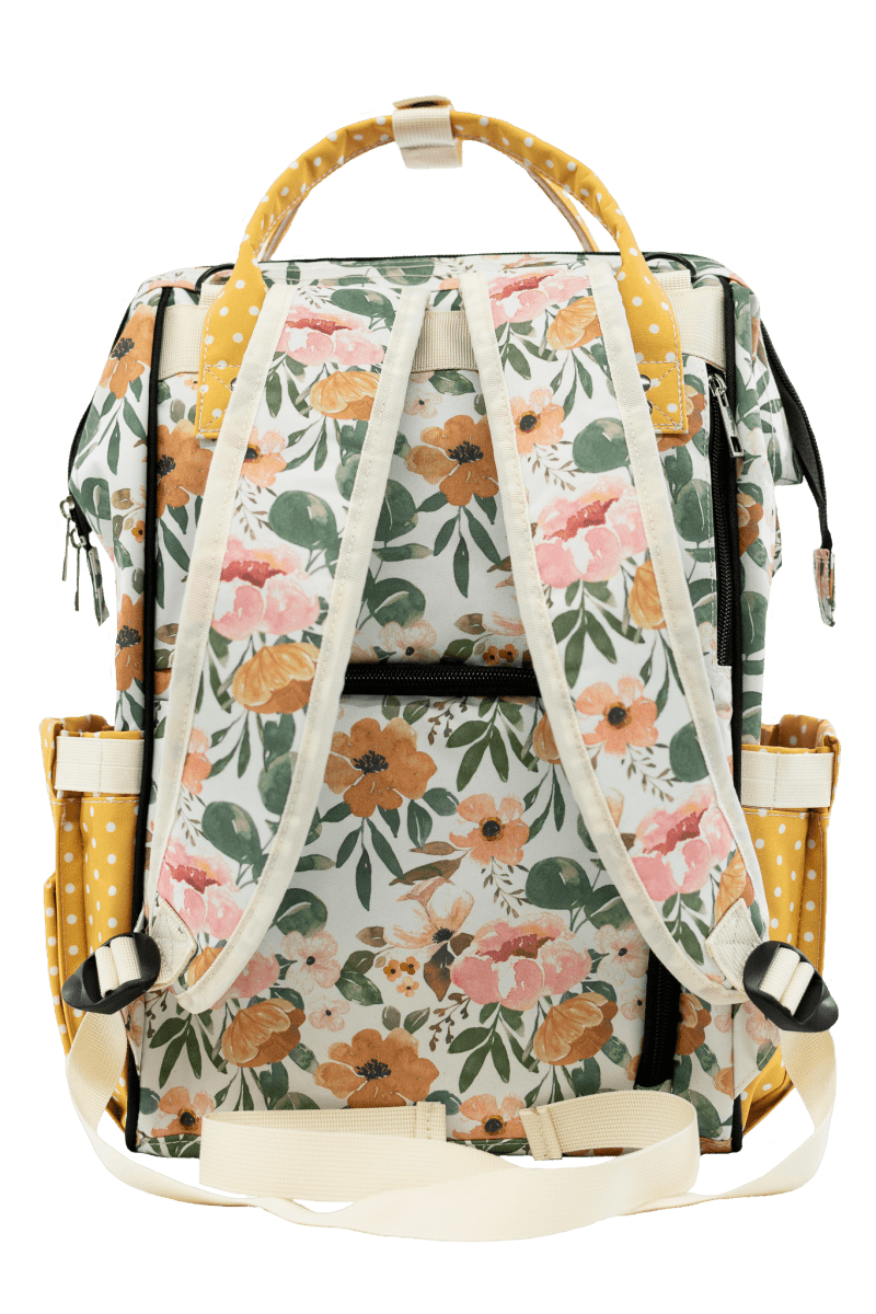 Texas Tushies Josie Floral Diaper Bag Backpack with Stylish Design for Busy Parents - 