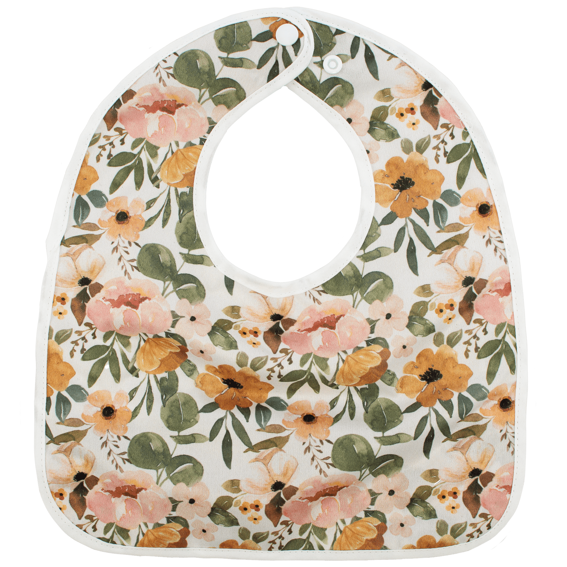 Josie Floral Flip Bib with Pocket for Food and Drool Machine Washable Water Resistant Design Texas Tushies