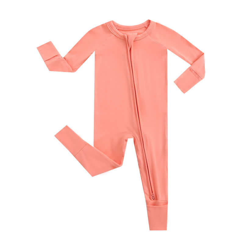 Luxie Charm Joyful Coral Zippered Baby Romper - Everetts Place Boutique - 