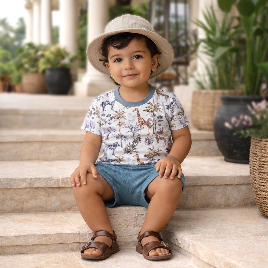 Jungle Safari Baby Boy Bamboo-Cotton Top & Shorts Set - Sleeve, Child, Hat, Baby & Toddler Clothing, Sun hat | Everetts Place