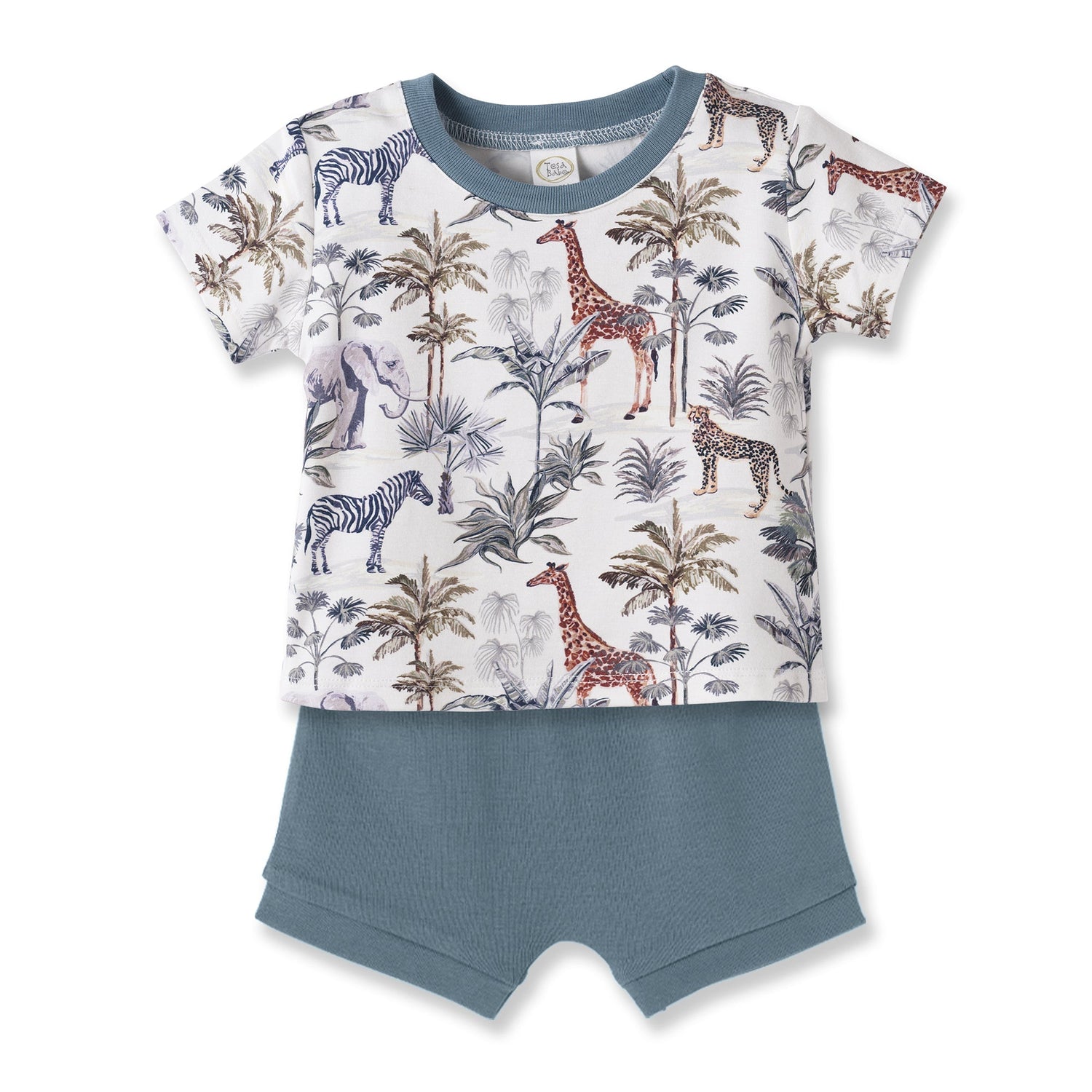 Tesa Babe Jungle Safari Baby Boy Bamboo - Cotton Top & Shorts SetEveretts Place
