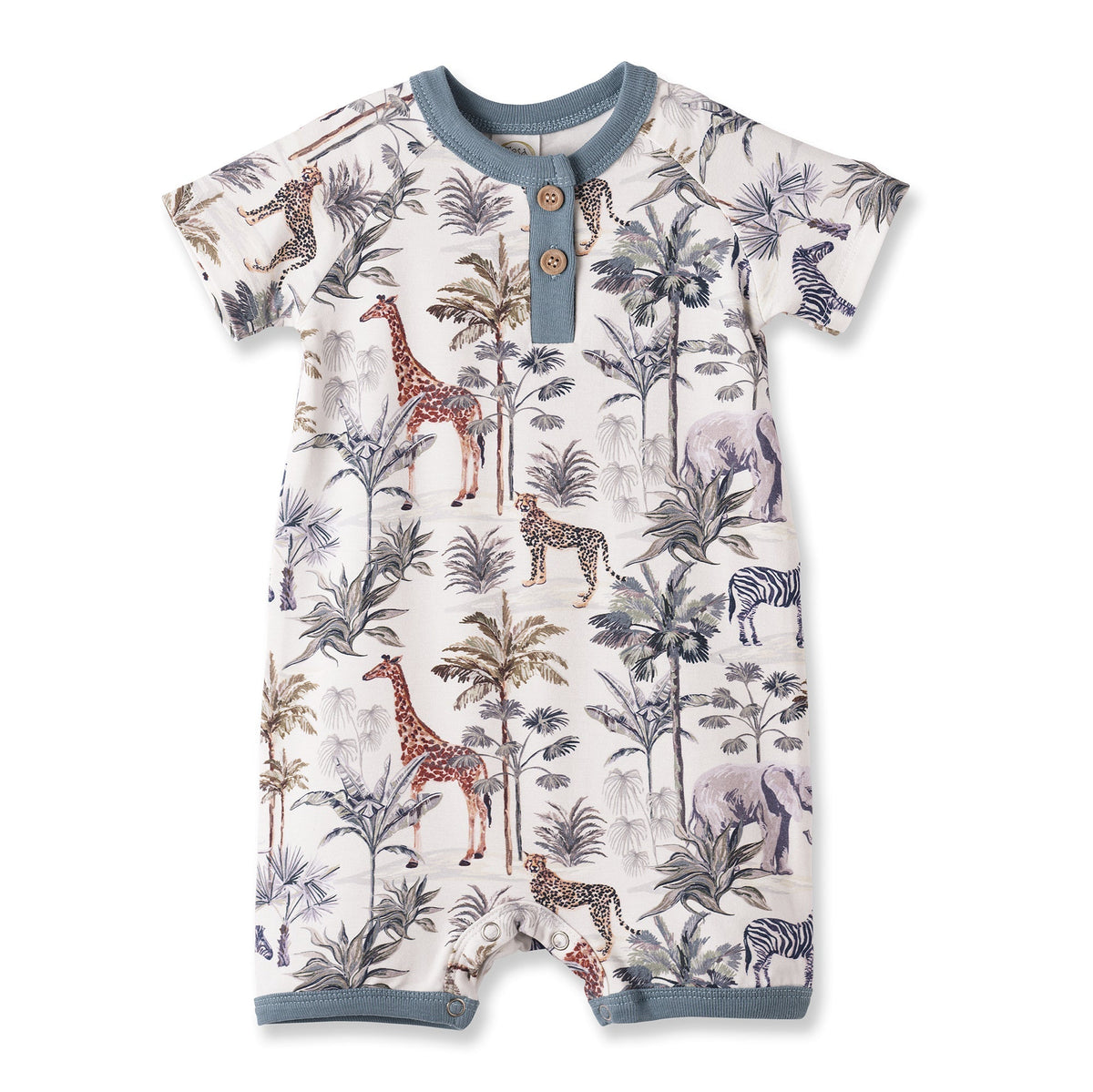 Tesa Babe Jungle Safari Bamboo Baby Boy Shorty RomperEveretts Place