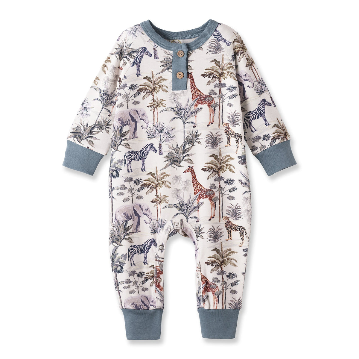 Tesa Babe Jungle Safari Bamboo Henley Romper for Baby BoysEveretts Place