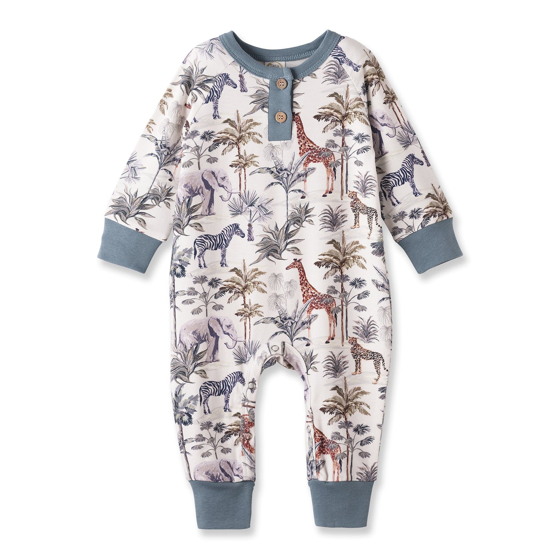 Tesa Babe Jungle Safari Bamboo Henley Romper for Baby BoysEveretts Place