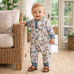 Jungle Safari Bamboo Henley Romper for Baby Boys - Baby & Toddler Clothing, Overall, Pocket, Child, Nightwear | Everetts Place