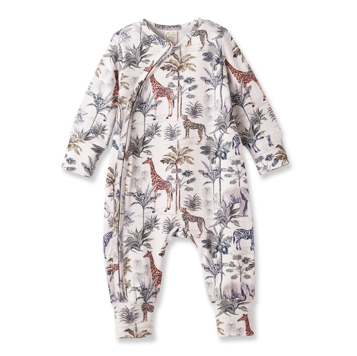 Tesa Babe Jungle Safari Bamboo Zipper Romper with Convertible CuffsEveretts Place
