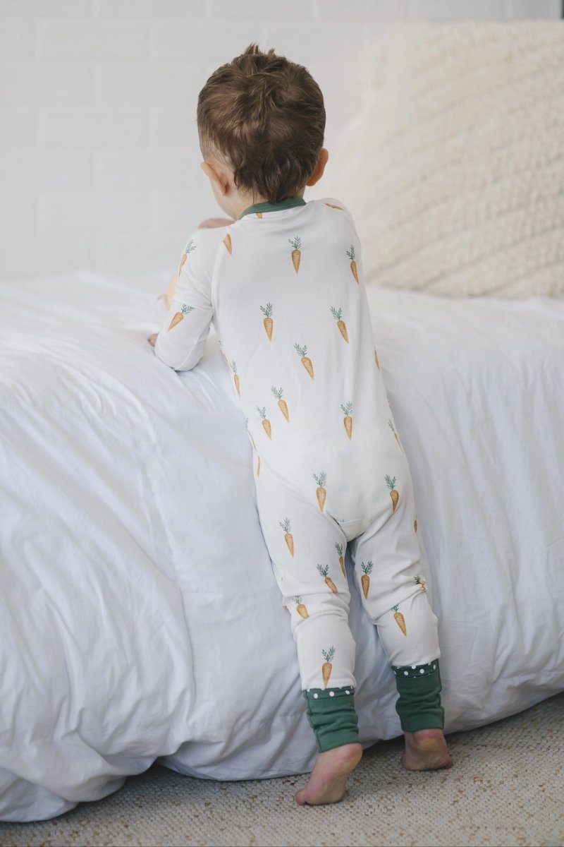 Little Joy Co. Keep Calm And Carrot On Bamboo Zippy Romper For Babies - Everetts Place Boutique - 