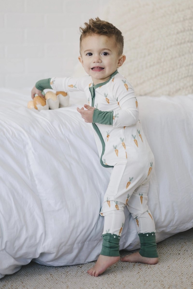 Little Joy Co. Keep Calm And Carrot On Bamboo Zippy Romper For Babies - Everetts Place Boutique - 