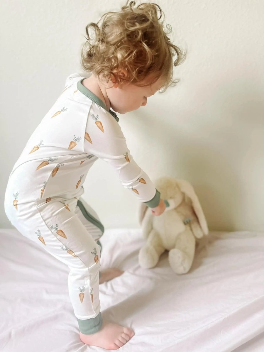 Little Joy Co. Keep Calm And Carrot On Bamboo Zippy Romper For Babies - Everetts Place Boutique - 