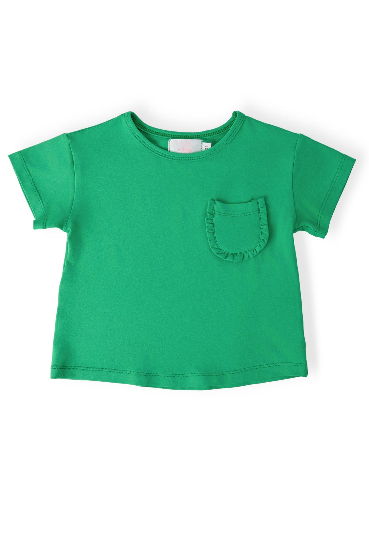 Kelly Green Ruffle Pocket Tee - Sleeve, Baby & Toddler Clothing, Textile, Active Shirt, Top | Everetts Place