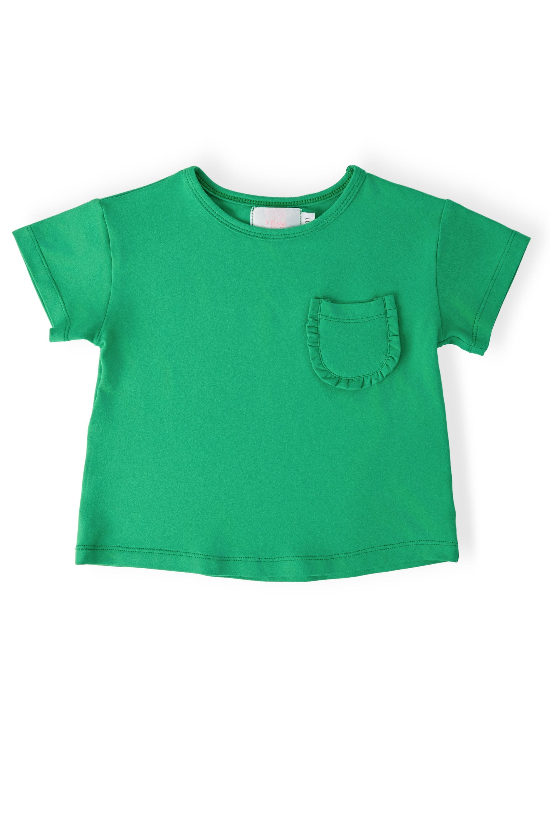 Kelly Green Ruffle Pocket Tee - Sleeve, Baby & Toddler Clothing, Textile, Active Shirt, Top | Everetts Place