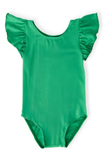 Mila & Rose ® Kelly Green S/S Flutter Sleeve Leotard - 