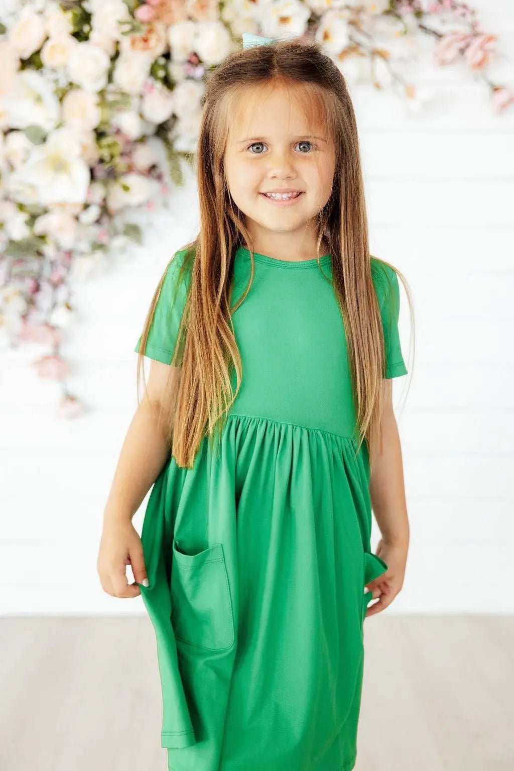 Mila & Rose ® Kelly Green S/S Pocket Twirl Dress - 