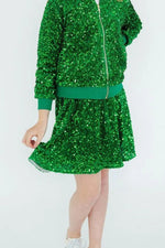 Mila & Rose ® Kelly Green Velvet Sequin Twirl Skort - 