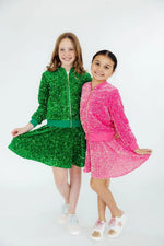 Mila & Rose ® Kelly Green Velvet Sequin Twirl Skort - 