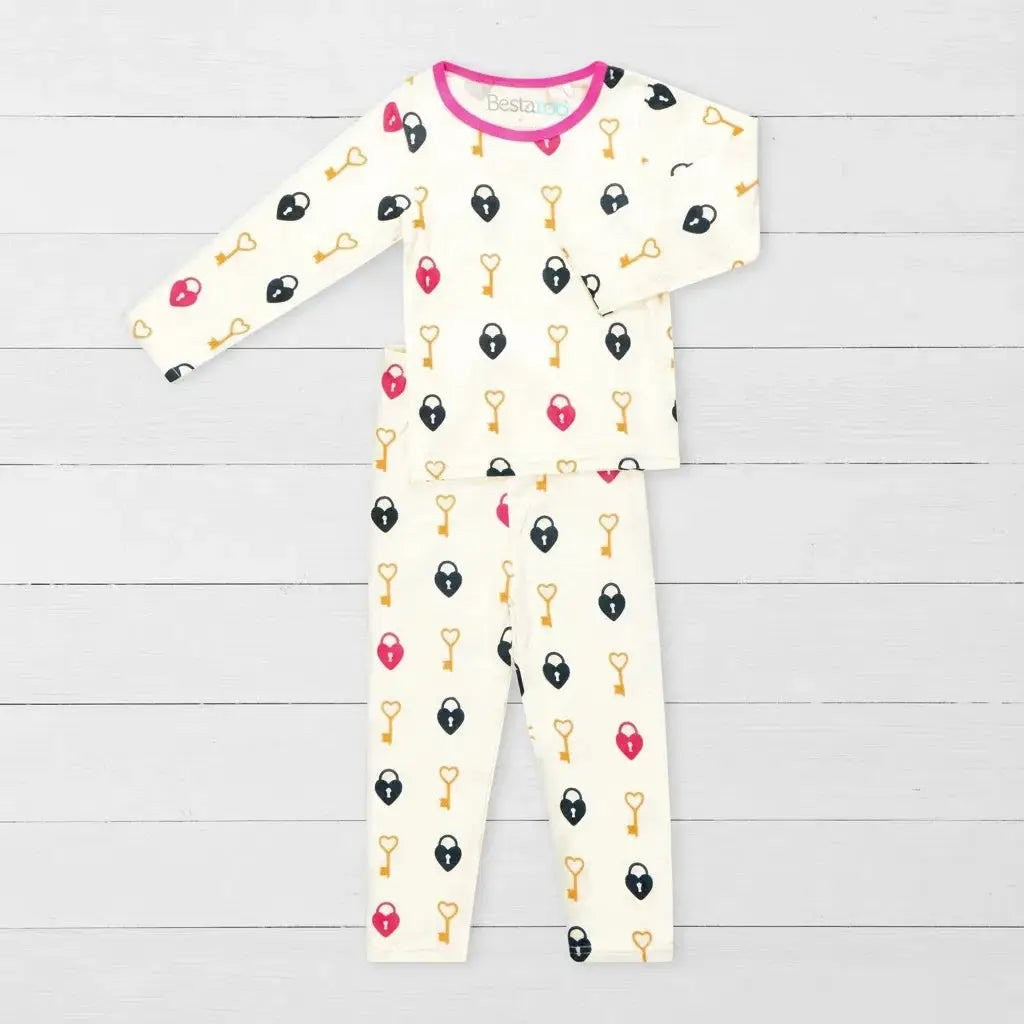 Key to my Heart Jammies - Sleeve, Baby & Toddler Clothing, Textile, Pink, Pajamas | Everetts Place