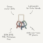 Mushie Key Toy for Toddlers Lightweight Non Toxic PP Plastic with Gentle Click Clack Sound - 