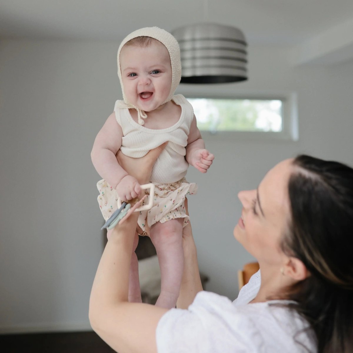 Mushie Key Toy for Toddlers Lightweight Non Toxic PP Plastic with Gentle Click Clack Sound - 