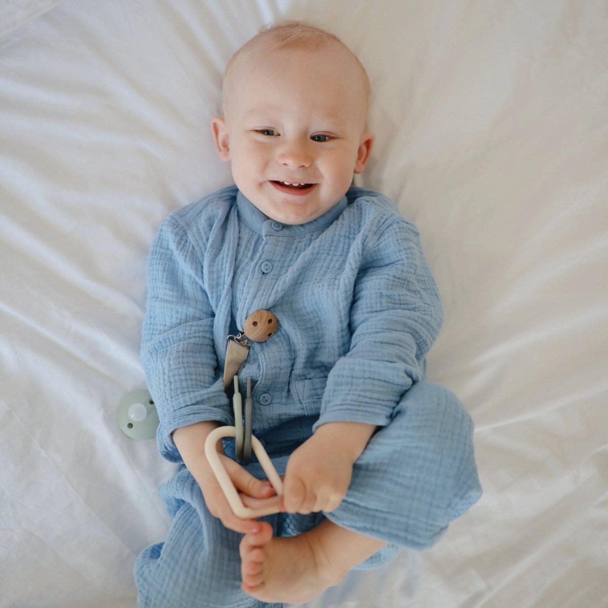 Mushie Key Toy for Toddlers Lightweight Non Toxic PP Plastic with Gentle Click Clack Sound - 