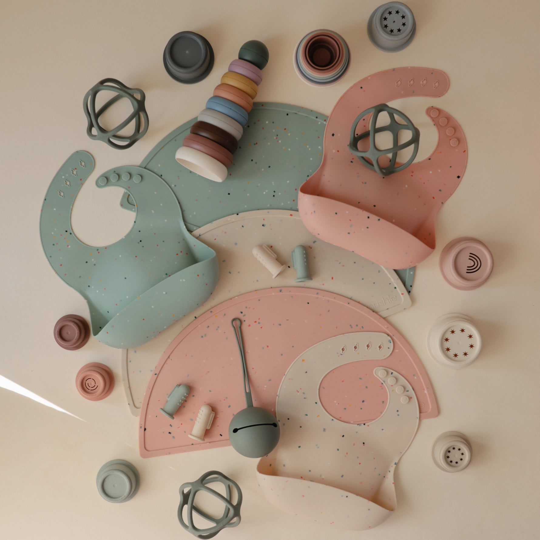 Mushie food-grade silicone placemat for baby and toddler feeding.