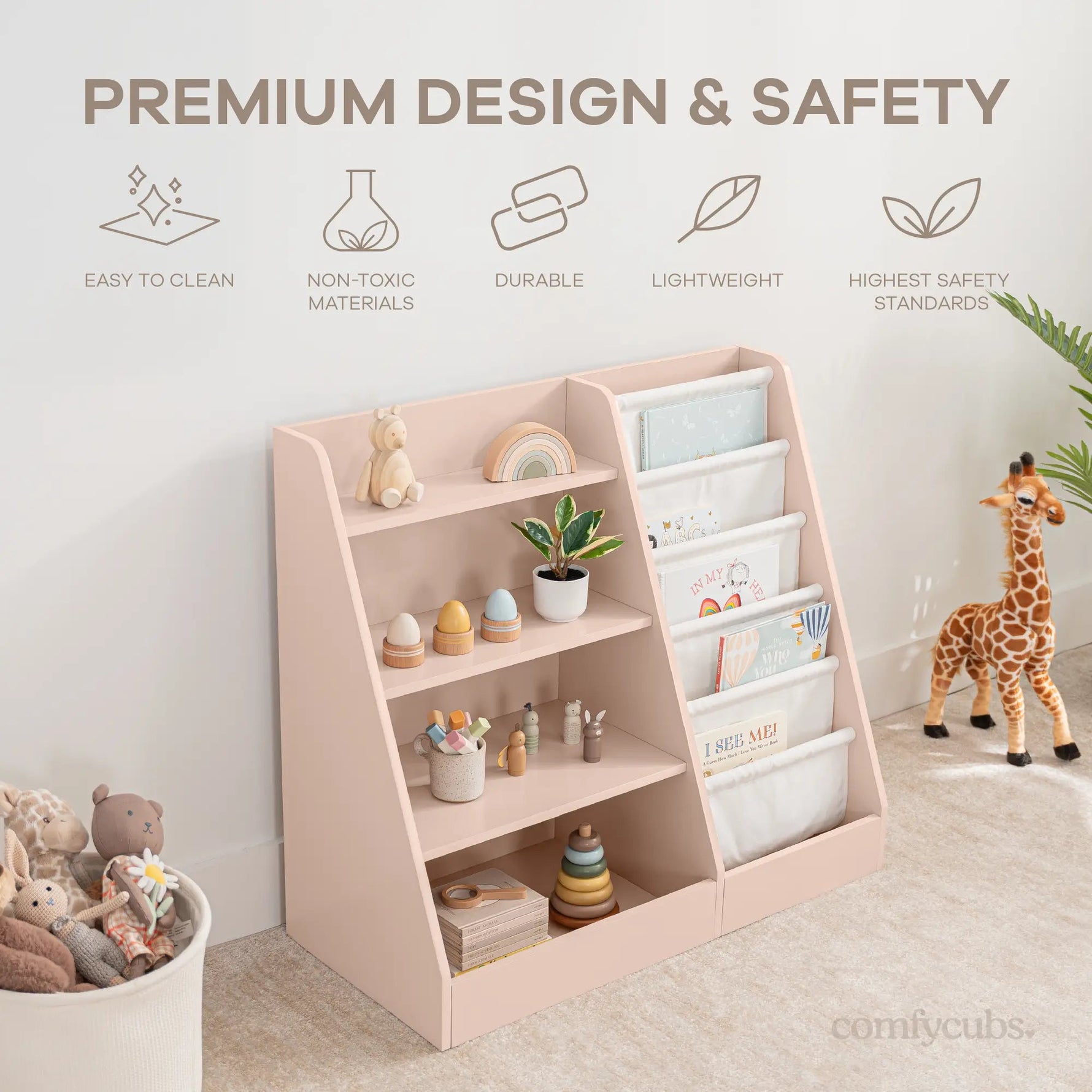 Kids Bookshelf - Blush Comfy Cubs 