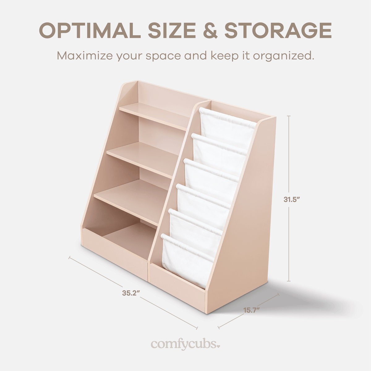 Comfy Cubs Kids Bookshelf - Blush