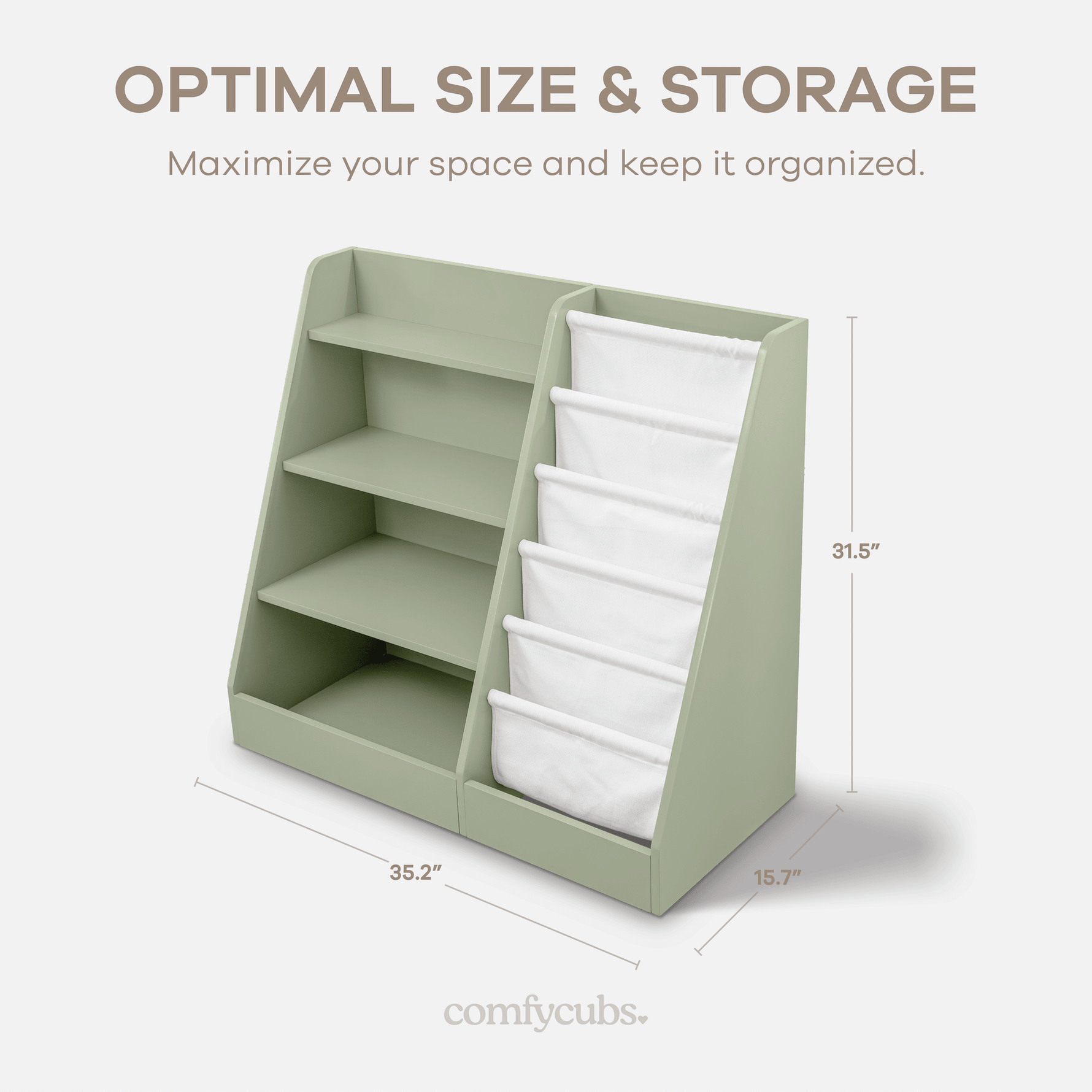 Comfy Cubs Kids Bookshelf - Sage