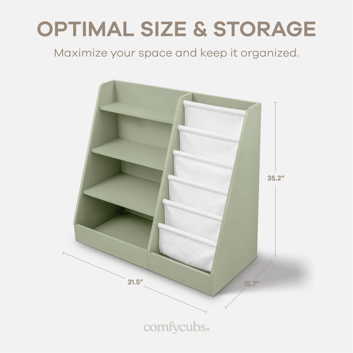 Comfy Cubs Kids Bookshelf - Sage - 