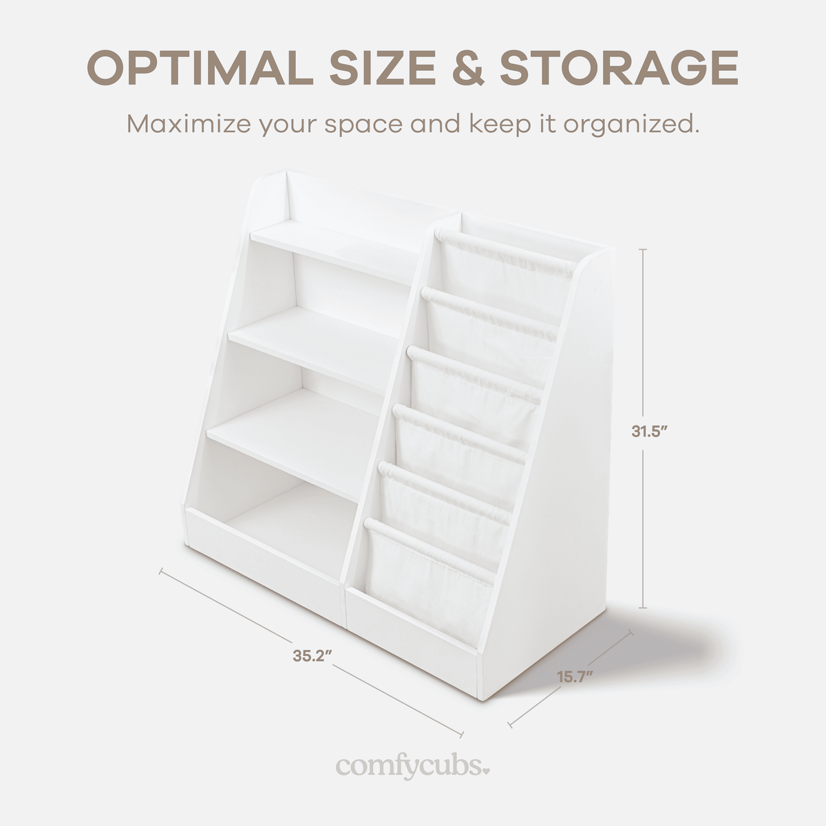 Comfy Cubs Kids Bookshelf - White