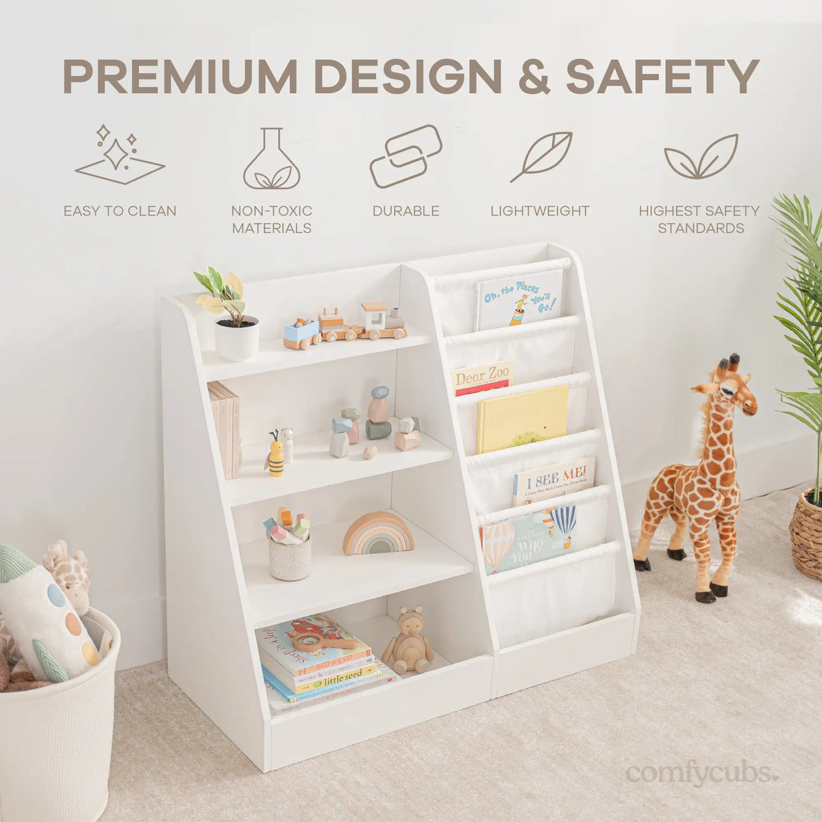 Comfy Cubs Kids Bookshelf - White - 