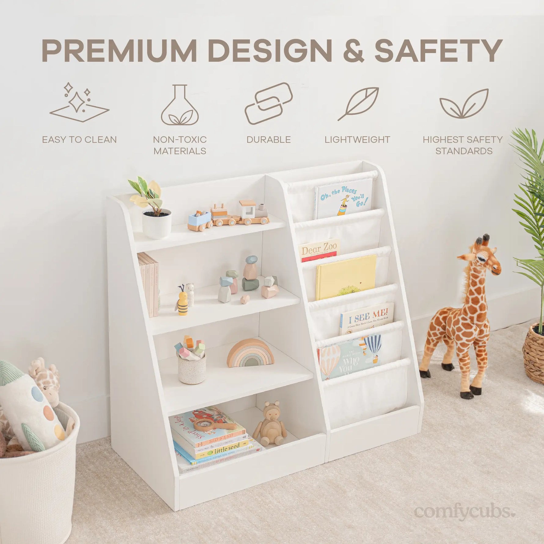 Comfy Cubs Kids Bookshelf - White - 