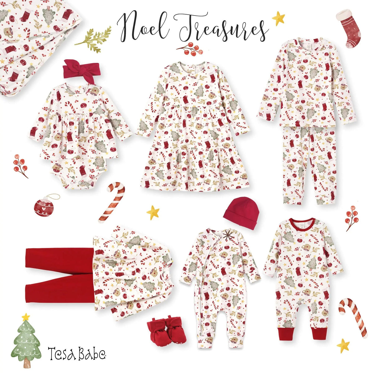 Tesa Babe Kids’ Christmas Pajama Set – Soft Bamboo Holiday Sleepwear - 
