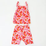 Bestaroo Kids Floral Bamboo Tank Top And Shorts Set With Flutter Sleeves - 