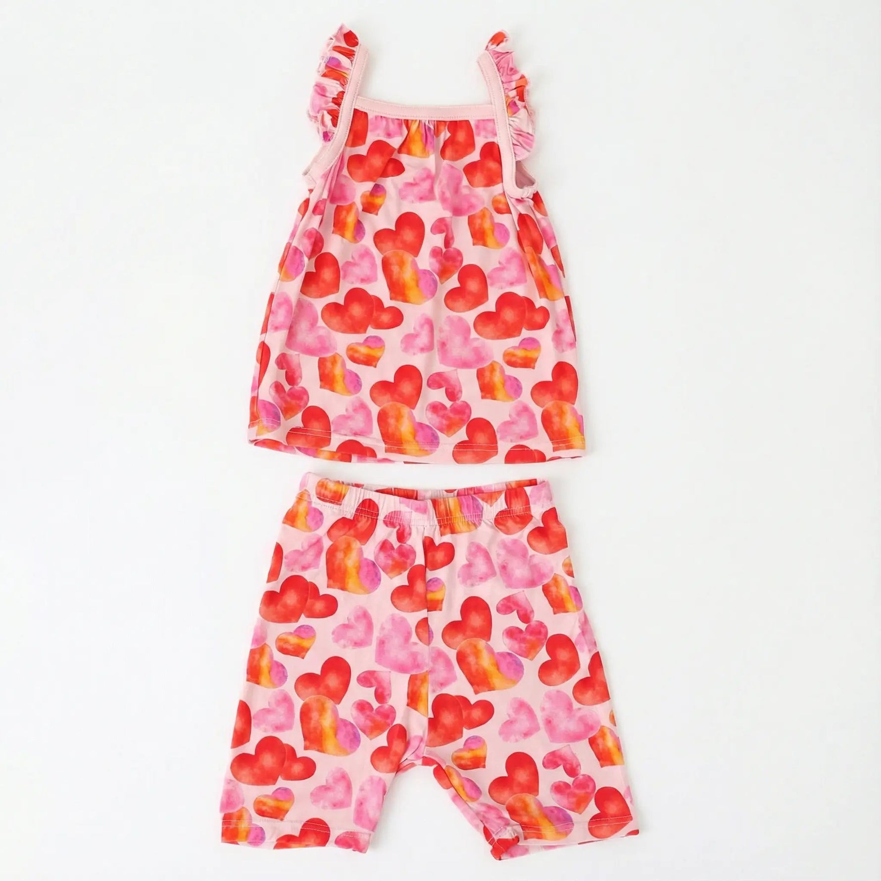 Bestaroo Kids Floral Bamboo Tank Top And Shorts Set With Flutter Sleeves - 