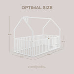 Comfy Cubs Kids House Gated Floor Bed Twin Size for Children Aged 5+, White - 