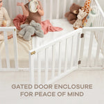 Comfy Cubs Kids House Gated Floor Bed Twin Size for Children Aged 5+, White - 