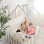 Comfy Cubs Kids House Gated Floor Bed Twin Size for Children Aged 5+, White - 