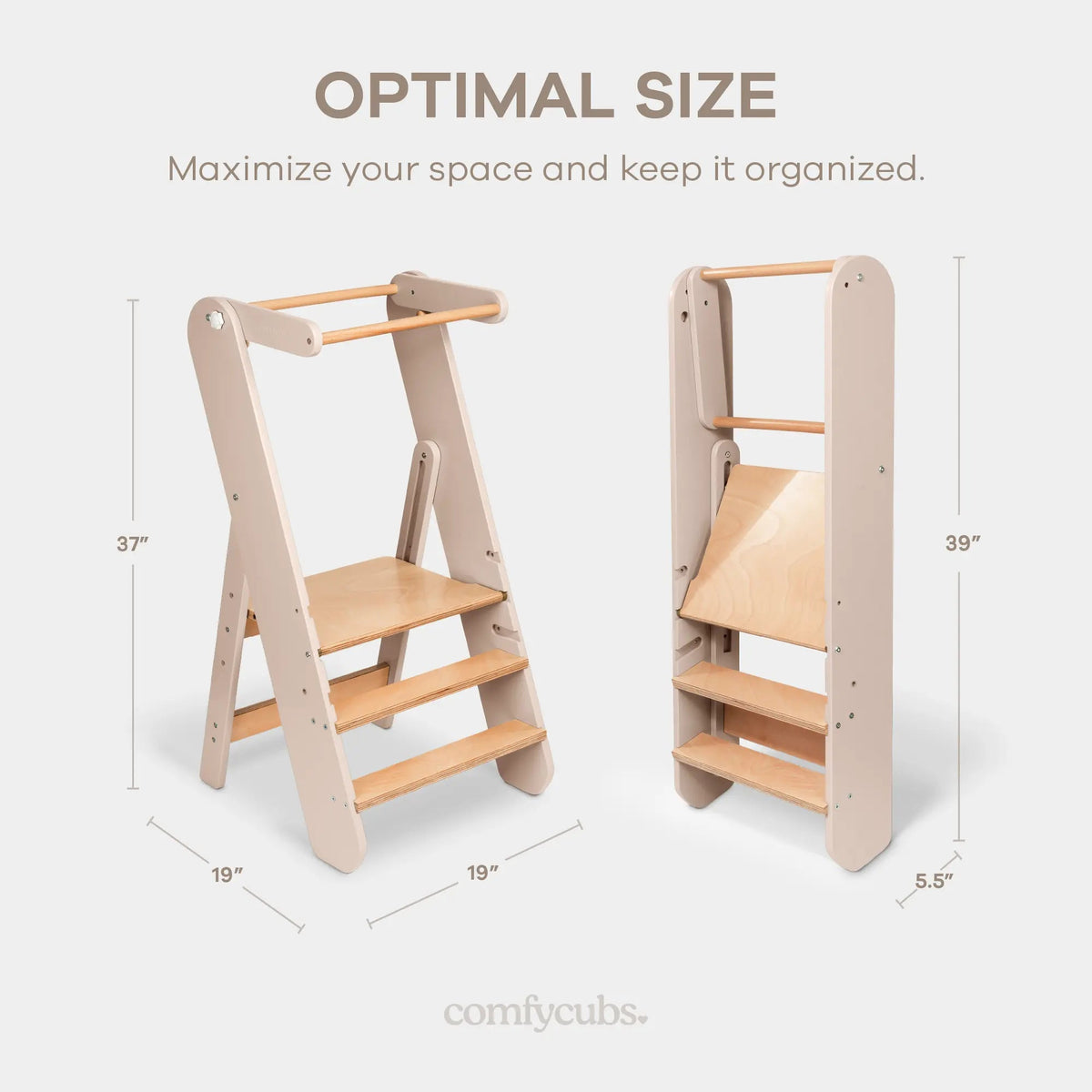 Comfy Cubs Kids Step Stool for Ages 3+ in Blush - 