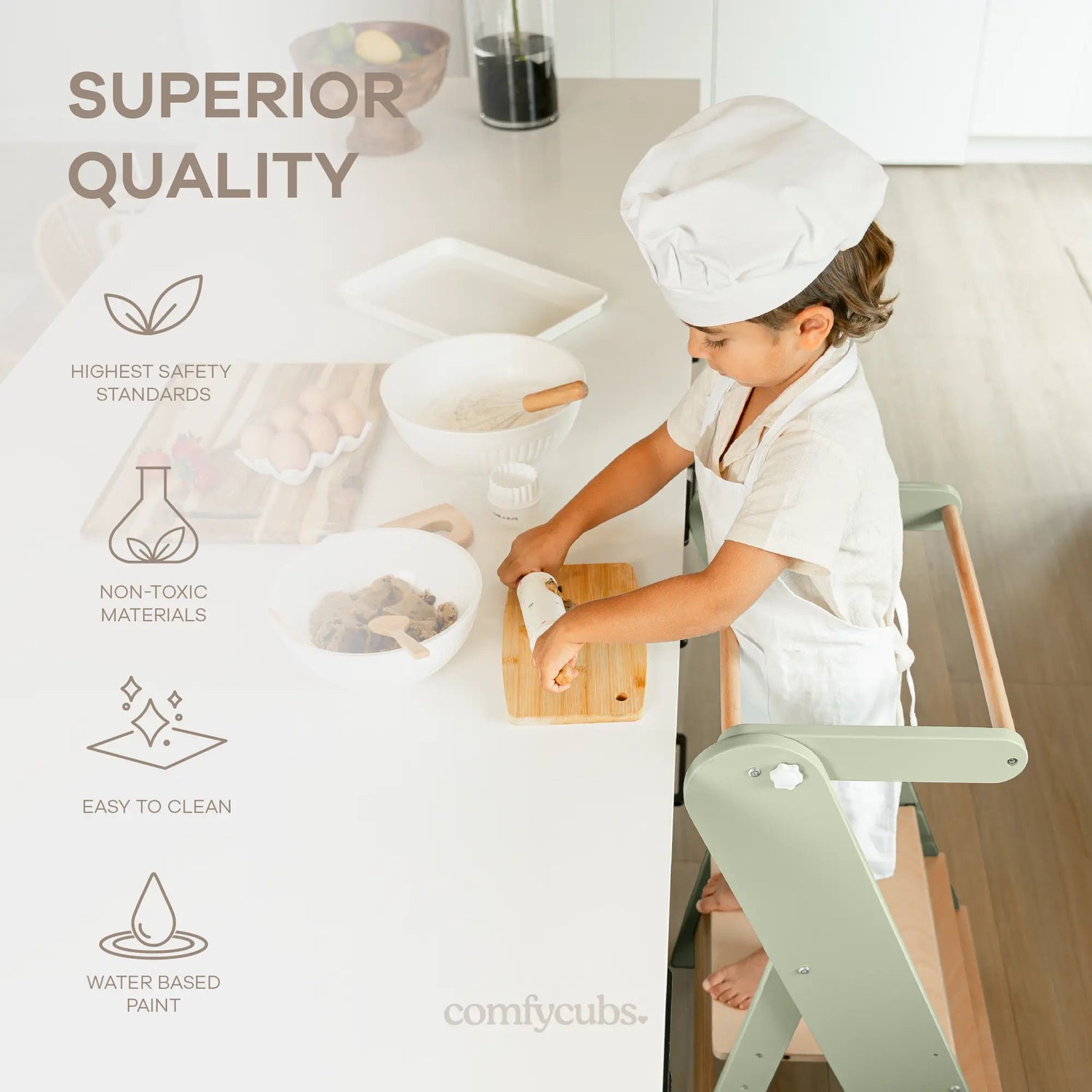 Comfy Cubs Kids Step Stool for Ages 3+ in Sage - 