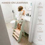 Comfy Cubs Kids Step Stool for Ages 3+ in Sage - 