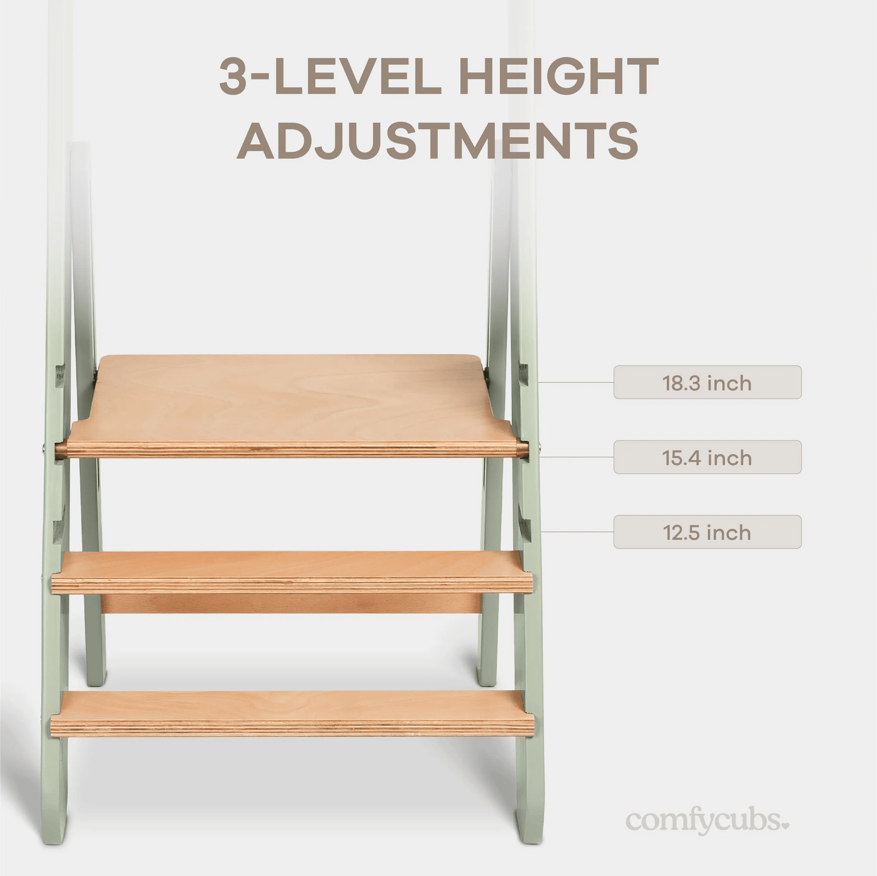 Comfy Cubs Kids Step Stool for Ages 3+ in Sage - 