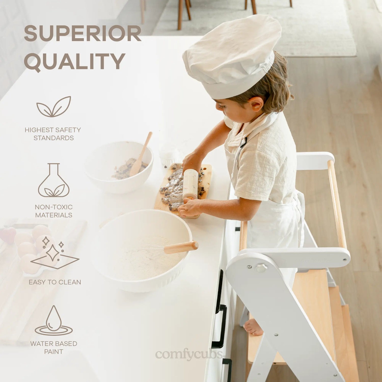 Comfy Cubs Kids Step Stool for Ages 3+ in White - 