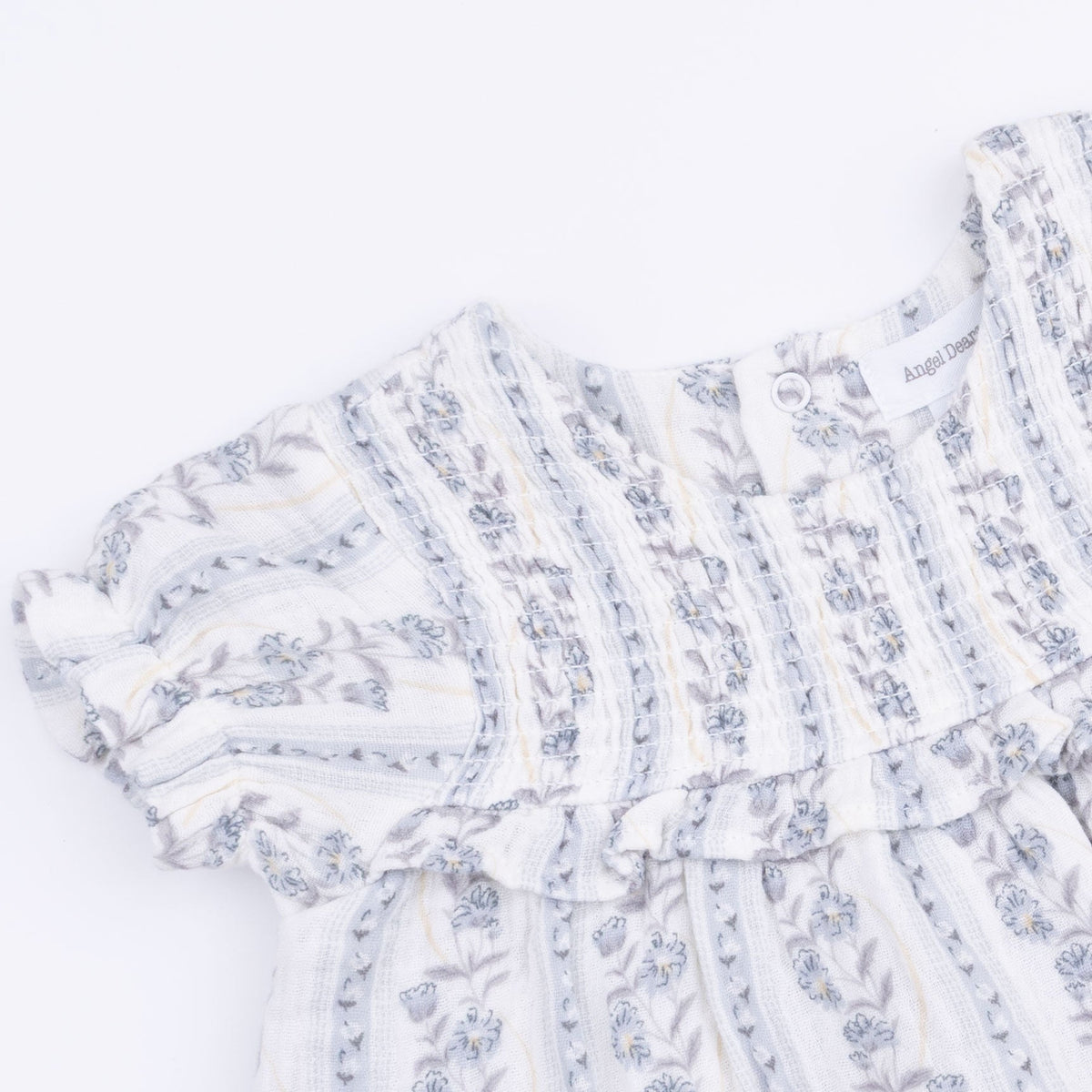Angel Dear Kimberly Floral Stripe - Smocked Ruffle Bubble with Skirt - 