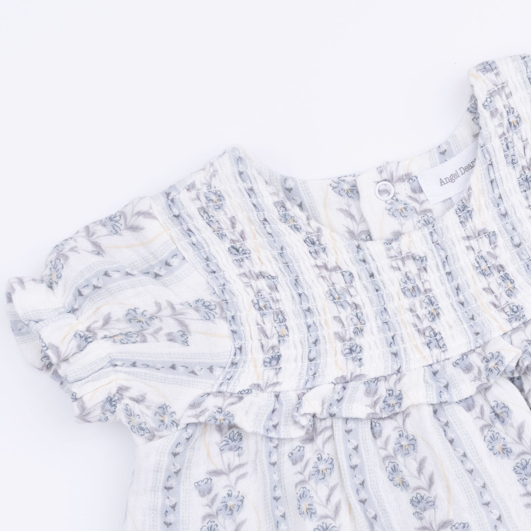 Angel Dear Kimberly Floral Stripe - Smocked Ruffle Bubble with Skirt - 