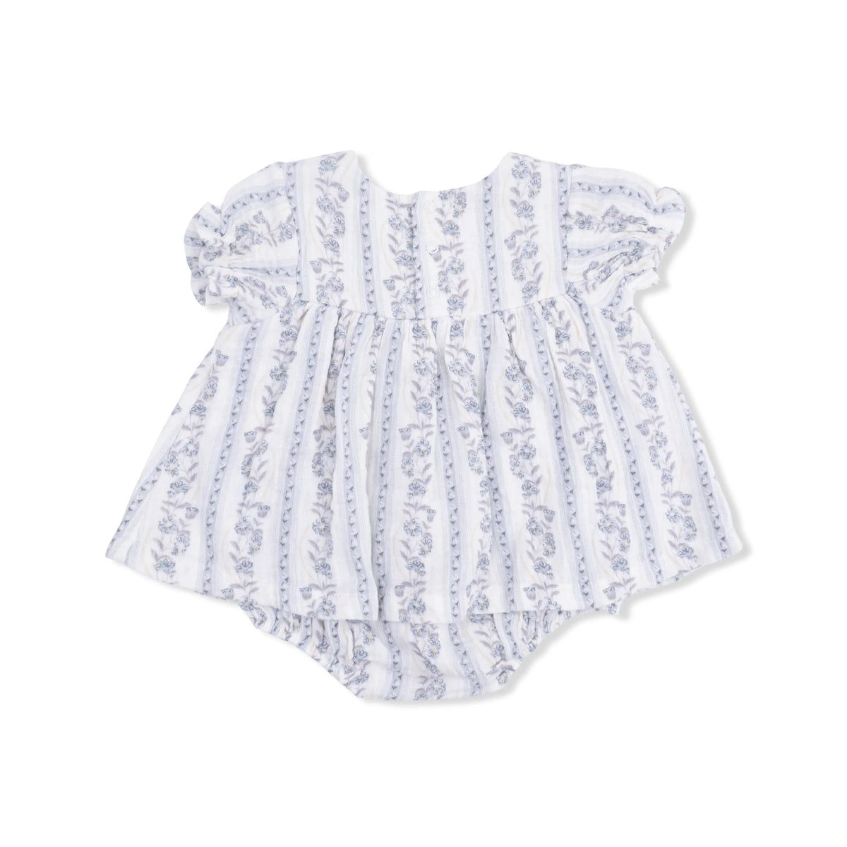 Angel Dear Kimberly Floral Stripe - Smocked Ruffle Bubble with Skirt - 