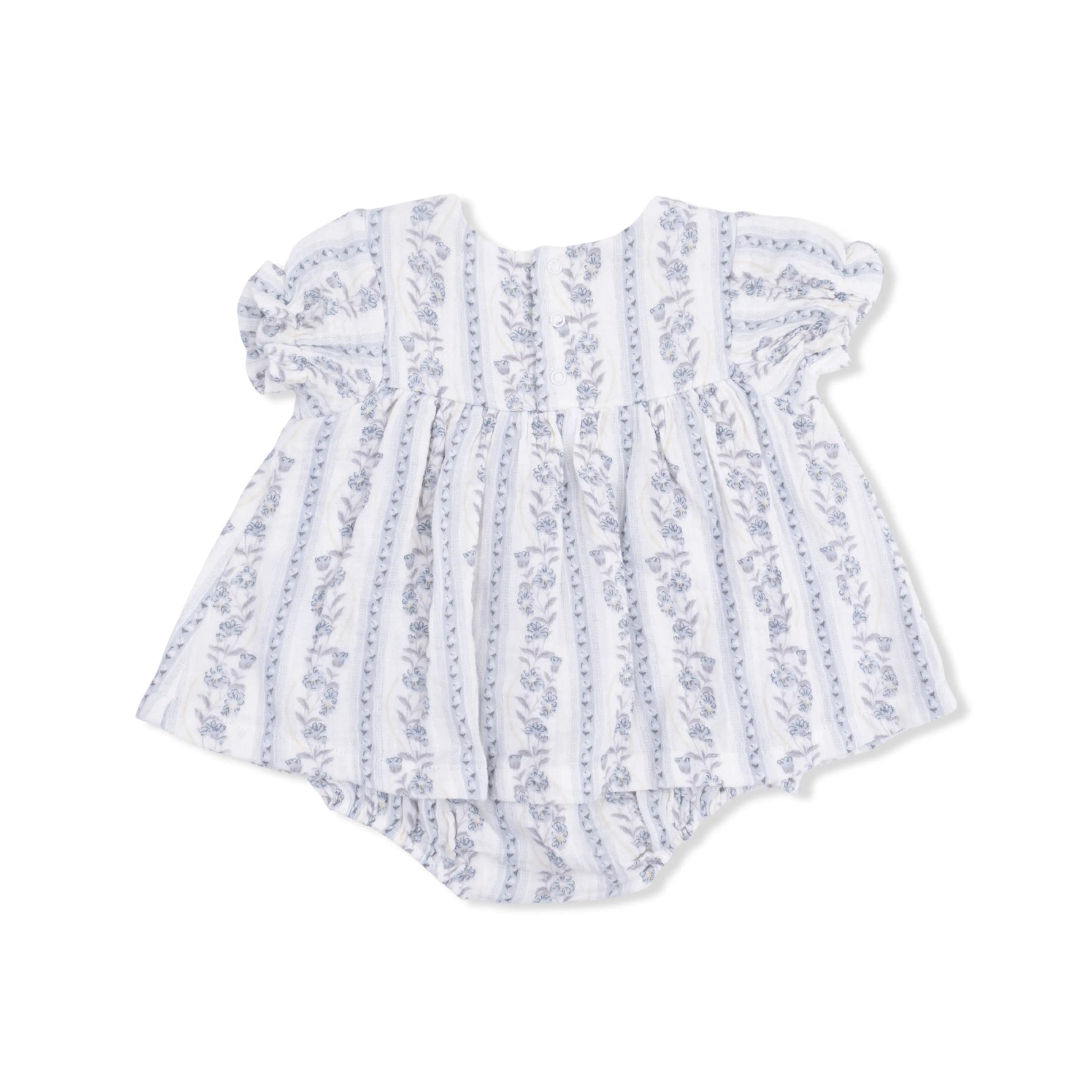 Angel Dear Kimberly Floral Stripe - Smocked Ruffle Bubble with Skirt - 