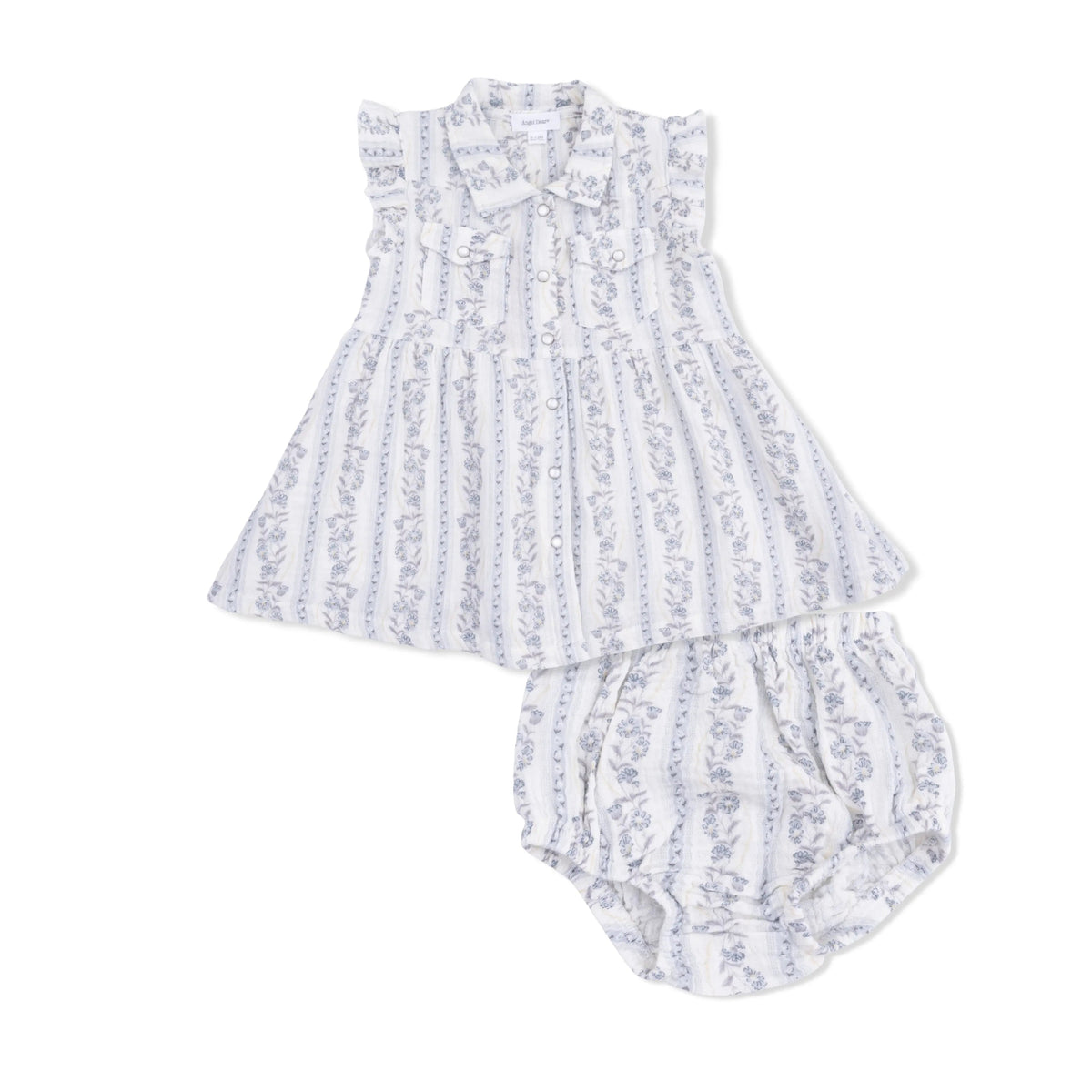 Angel Dear Kimberly Floral Stripe - Western Pearl Snap Dress & Bloomer - 
